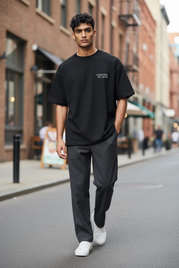 T-shirt col rond "Carctère ed quien" - Noir